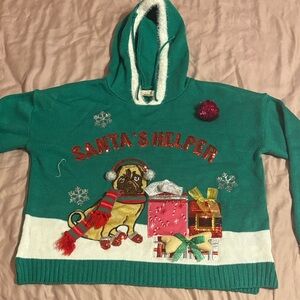 It's Our Time Green and White Christmas Sweater